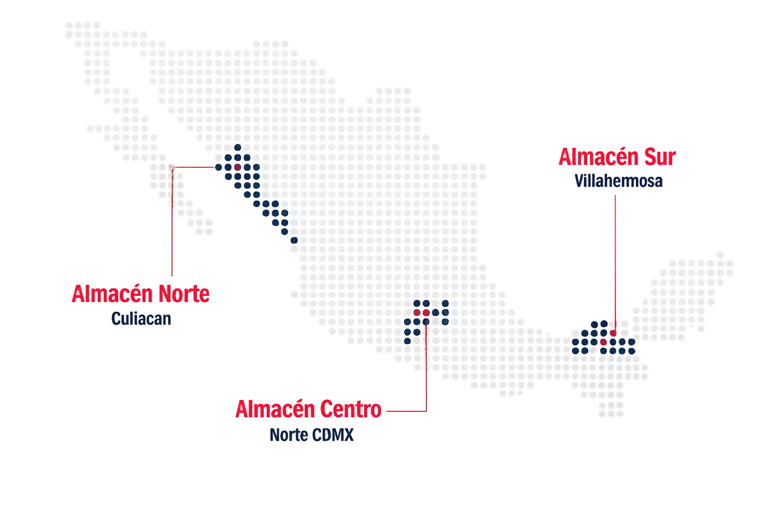 Mapa de almacenes de refacciones Hino